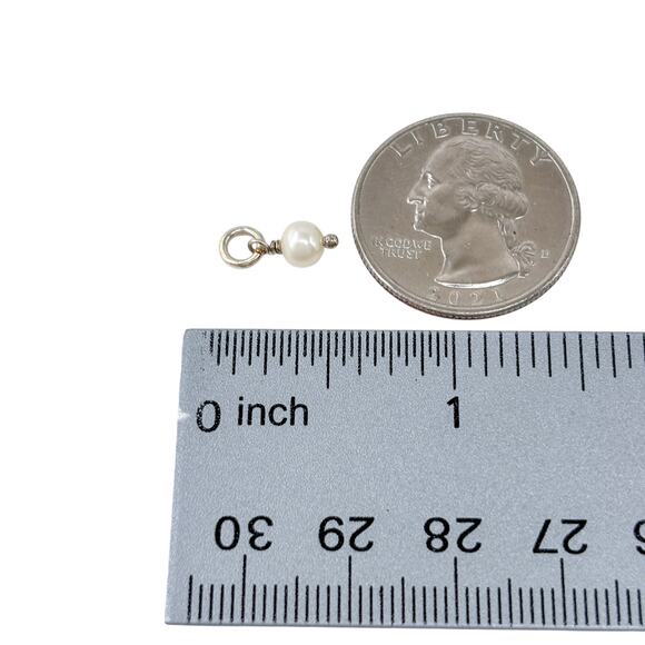 Petite White Pearl Dangle Charm | Vintage Sterling Silver 925 - Picture 5 of 6